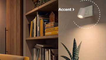 Spots LED Philips muraux mettant en valeur une plante