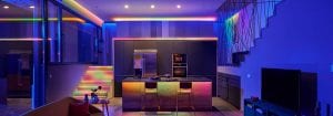 Pièce aménagée avec un éclairage LED connecté par WiZ